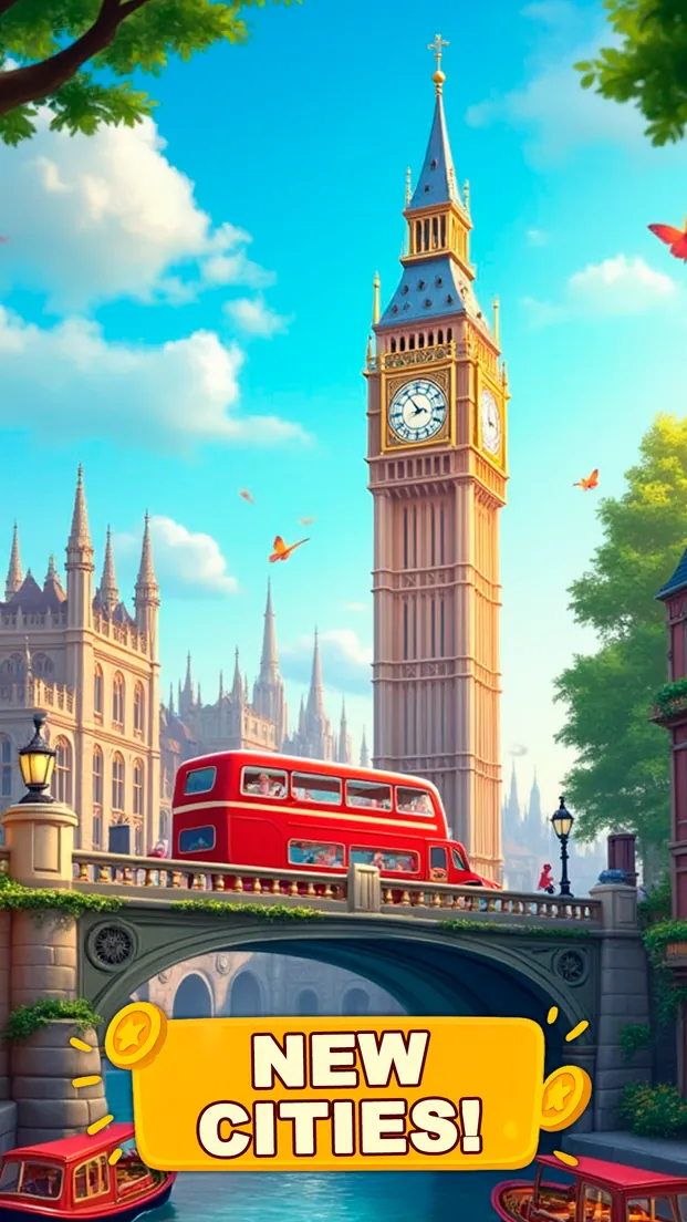 Unlocking new cities on the Magica world map with warm illustrated art